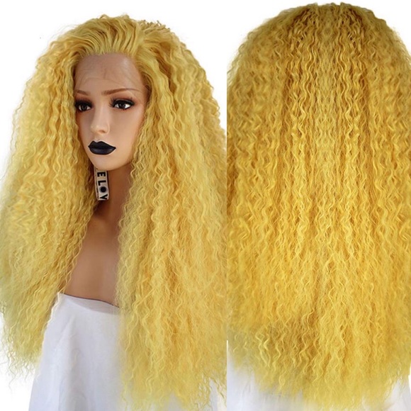 ✨YELLOW KINKY LOOK LACE-FRONT WIG *NWT* ? main image 4